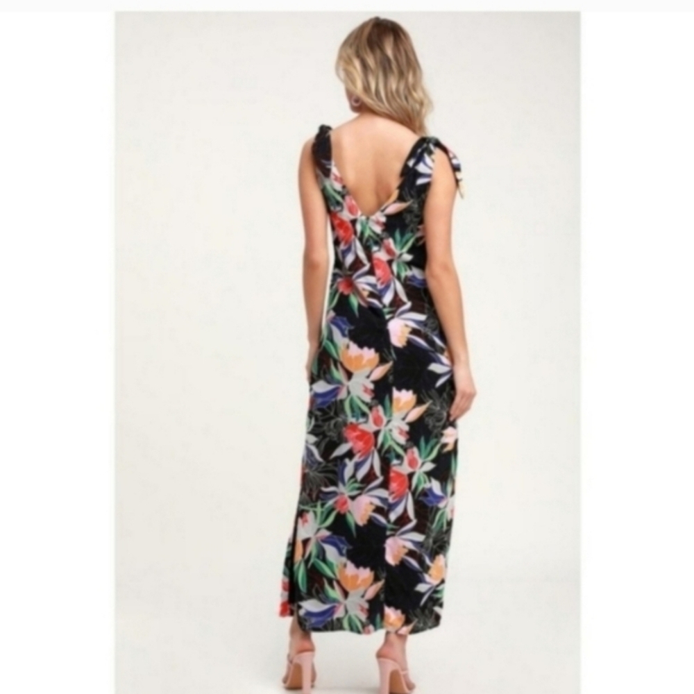 Lulus Multi Floral Black Maxi Dress - Picture 6 of 6